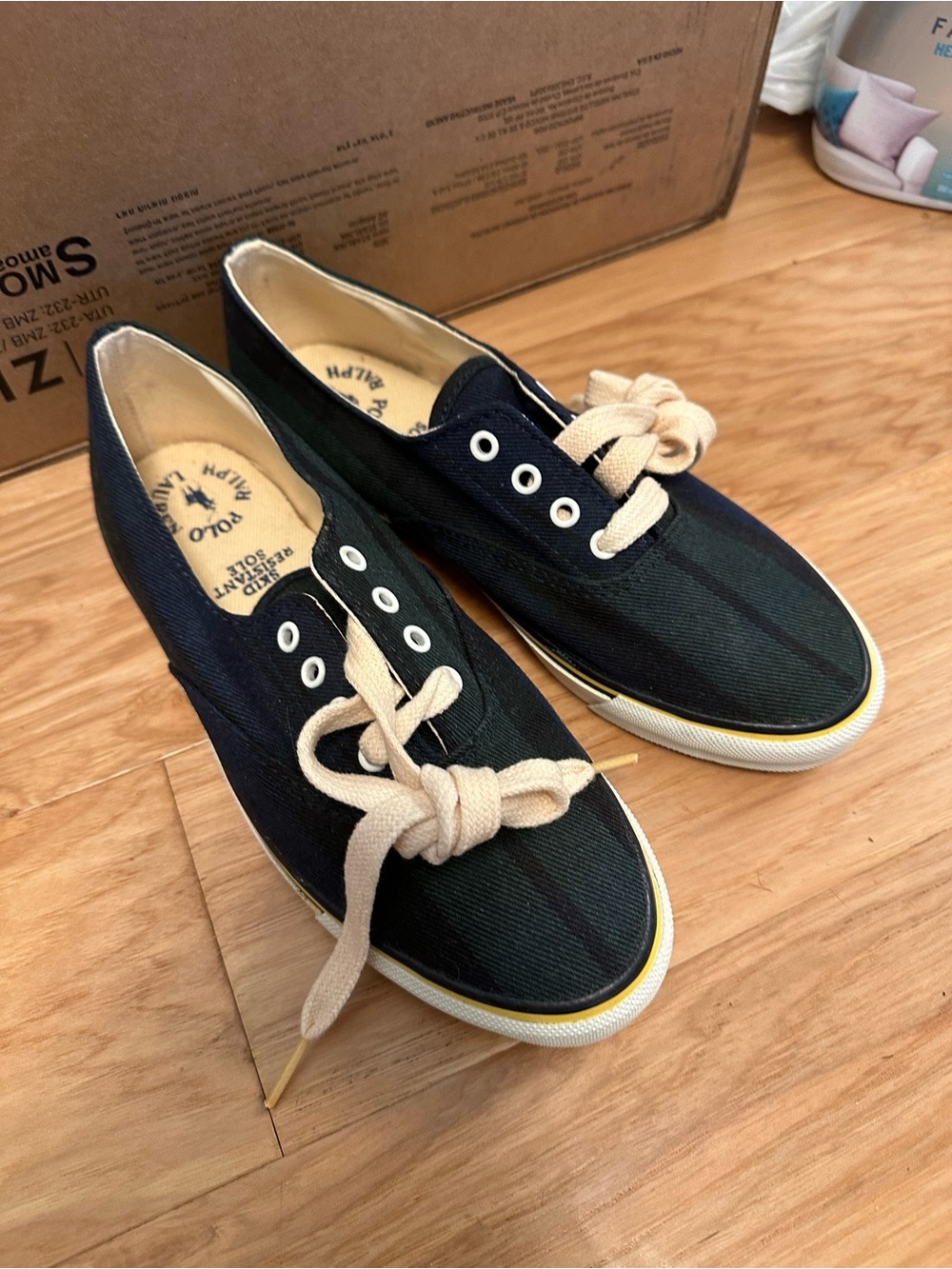 Polo by Ralph Lauren Vintage Blackwatch Plaid Canvas Low-Top Sneakers 8.5 New
